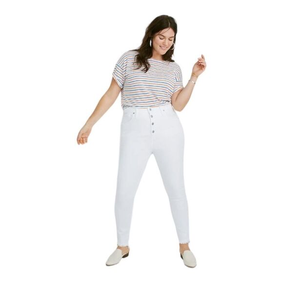 Madewell High Rise Skinny‎ Jeans Step Hem Womens Size 34 Petite White - Picture 1 of 10